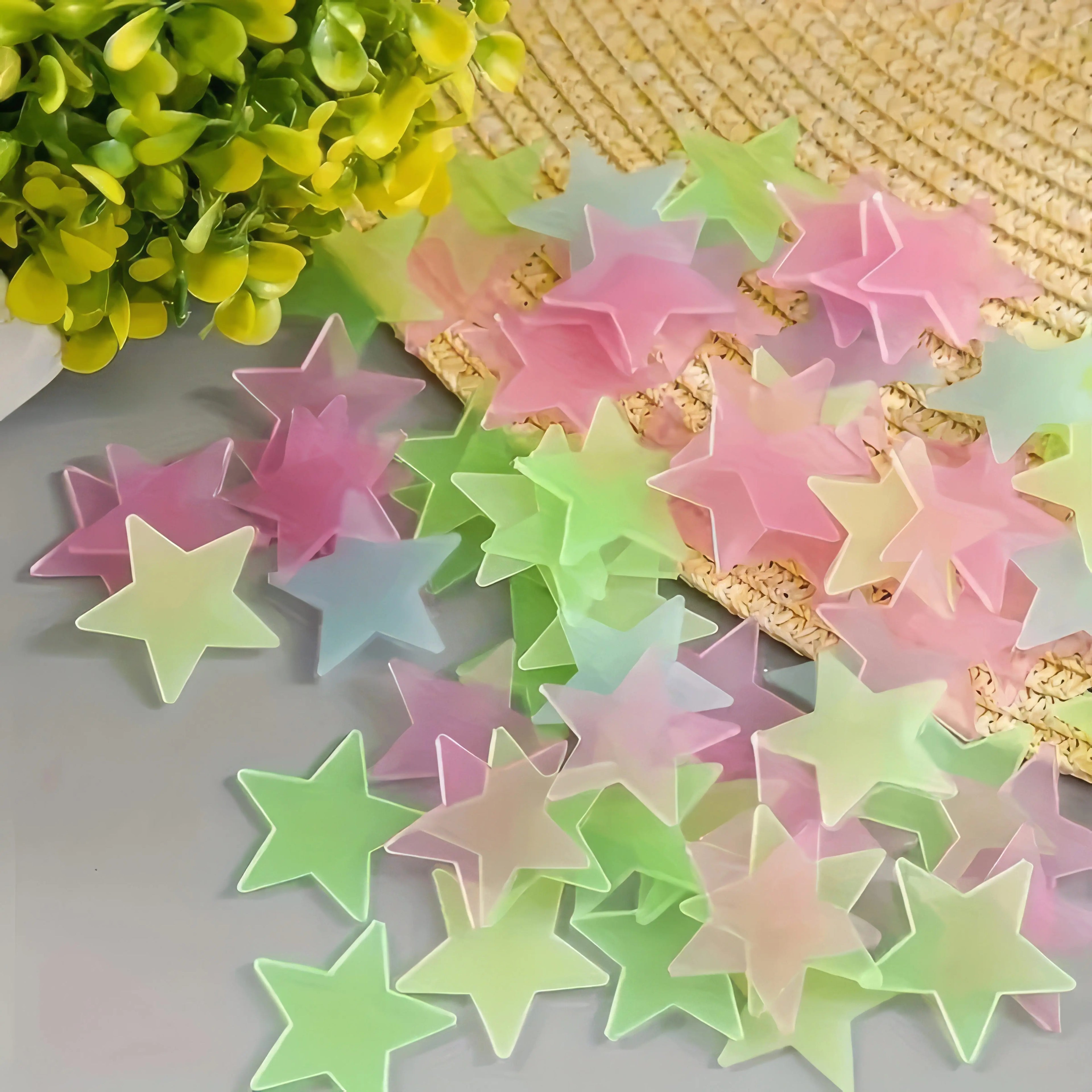 100 Mixed Colors of Small Stars, Reusable Self-adhesive, Suitable for Ceiling, Wall, and Study Decoration, Shining Stars