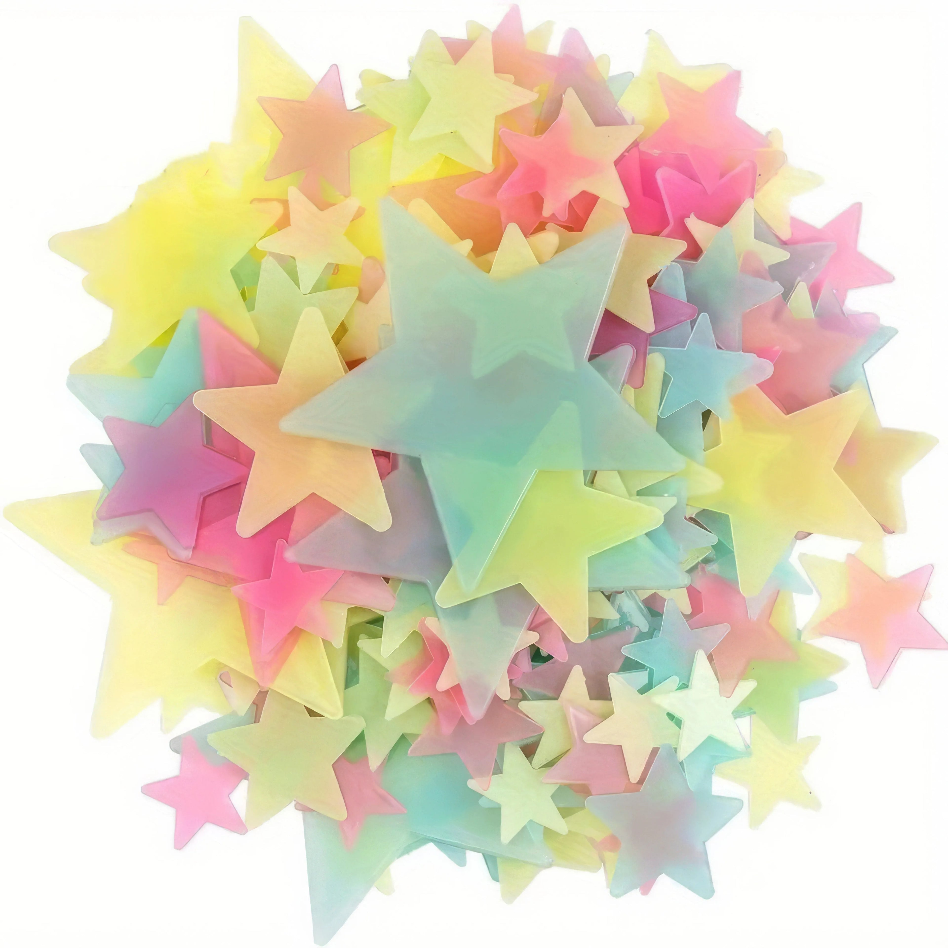 100 Mixed Colors of Small Stars, Reusable Self-adhesive, Suitable for Ceiling, Wall, and Study Decoration, Shining Stars