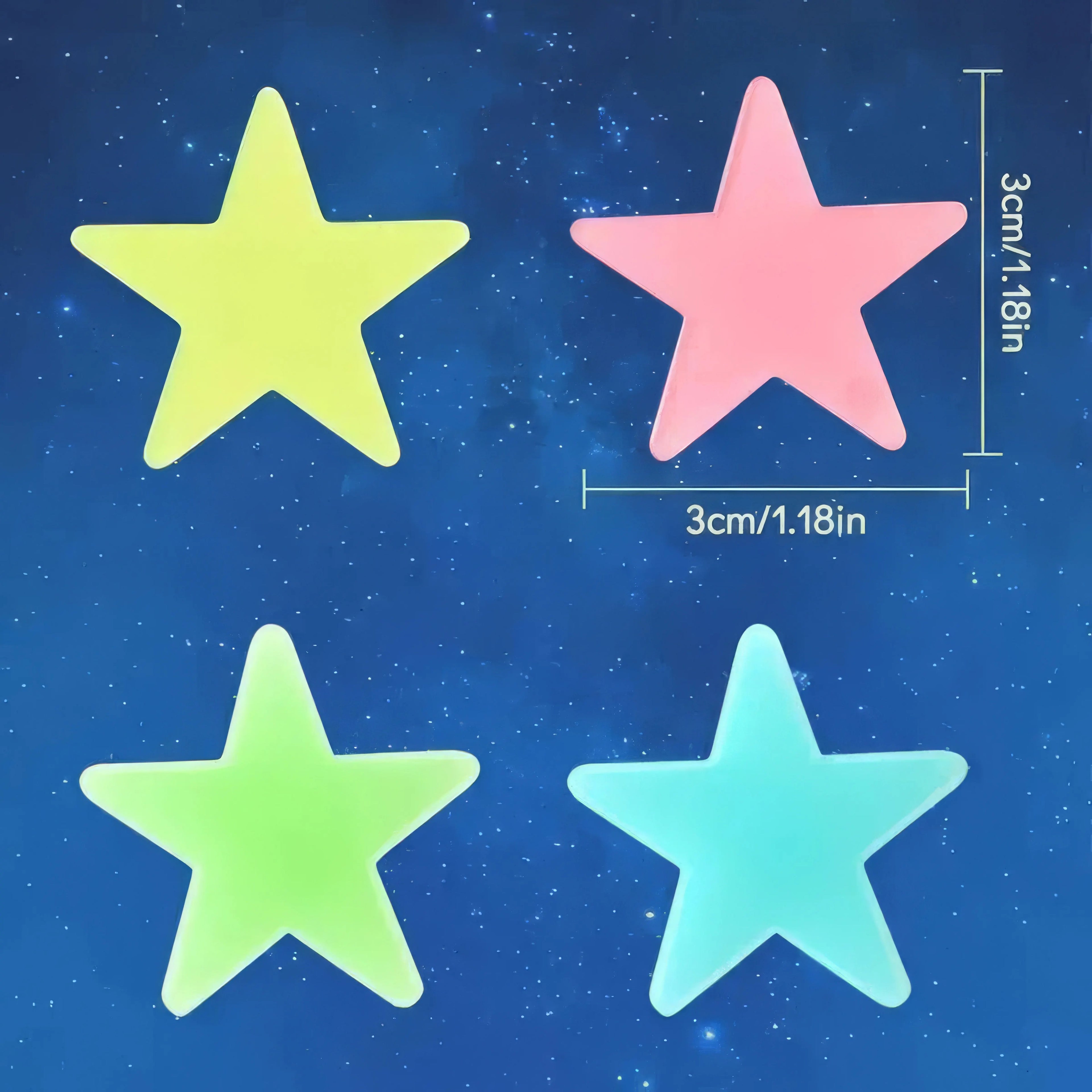 100 Mixed Colors of Small Stars, Reusable Self-adhesive, Suitable for Ceiling, Wall, and Study Decoration, Shining Stars