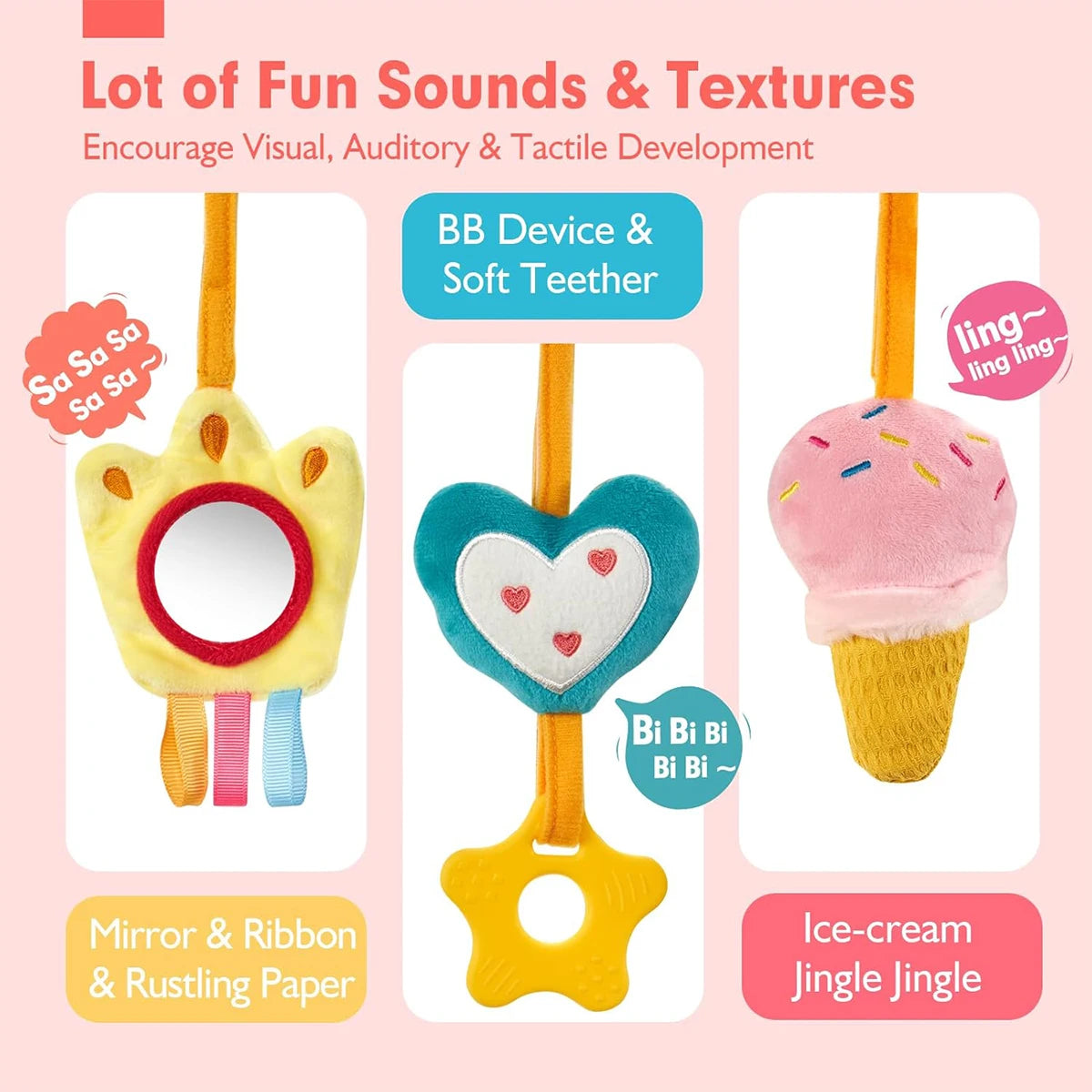 1 Baby Colorful Unicorn Caterpillar Animal Bed Package Bed Hanging Baby Comfortable Toy Safety Seat Comfortable Toy Inside Car