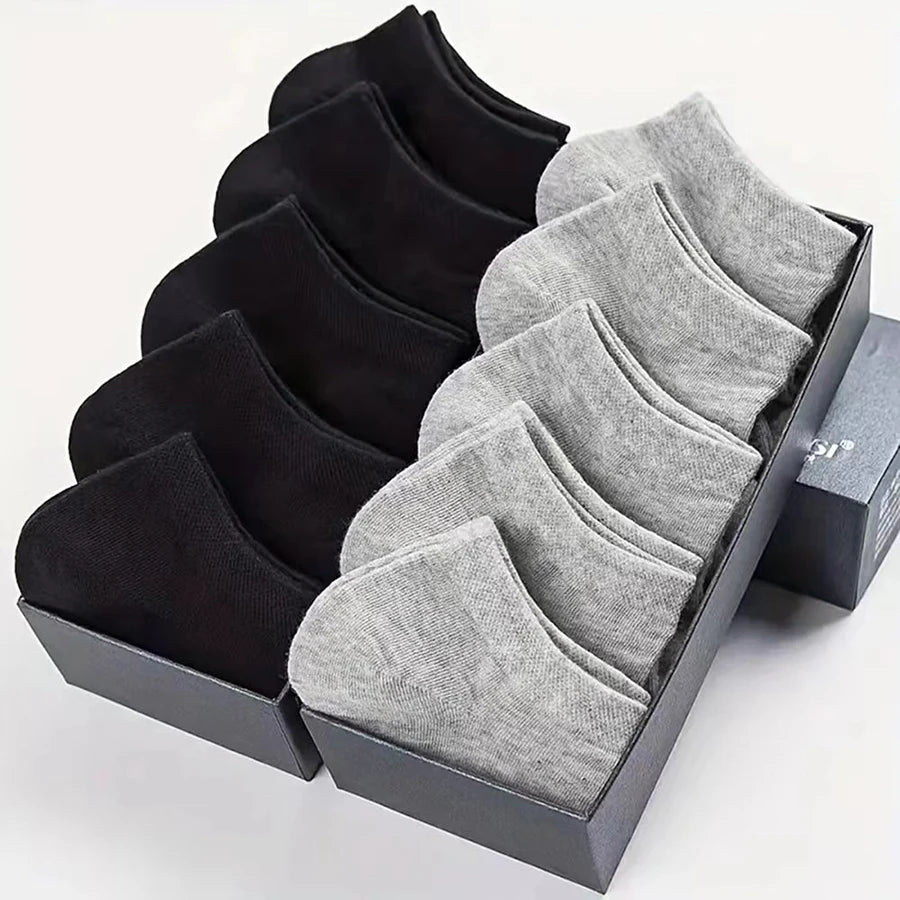 10/12/20/40 Pairs Men Boat Socks Business Sport Sweat Absorption Mature Summer Autumn Solid Color Soft Non Pilling Ankle Socks