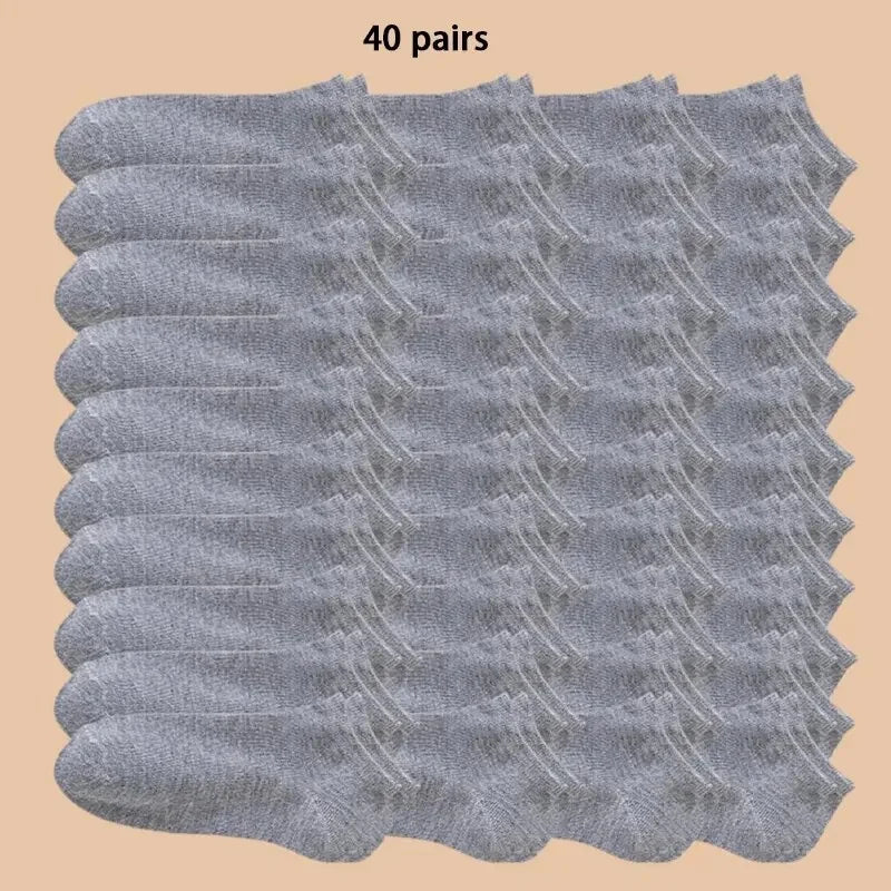 10/12/20/40 Pairs Men Boat Socks Business Sport Sweat Absorption Mature Summer Autumn Solid Color Soft Non Pilling Ankle Socks