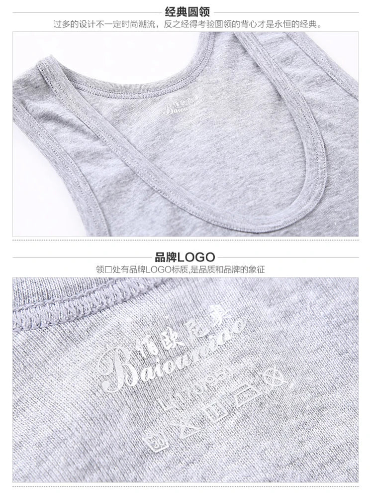 1/3 Pack Four Seasons Men's Cotton Joker Vest Teenagers Simple Fit Sports Fitness T-shirt Middle-aged Casual Sleeveless T-shirt