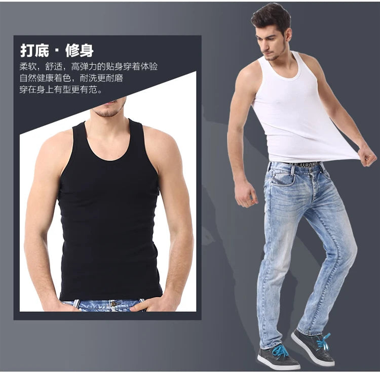 1/3 Pack Four Seasons Men's Cotton Joker Vest Teenagers Simple Fit Sports Fitness T-shirt Middle-aged Casual Sleeveless T-shirt
