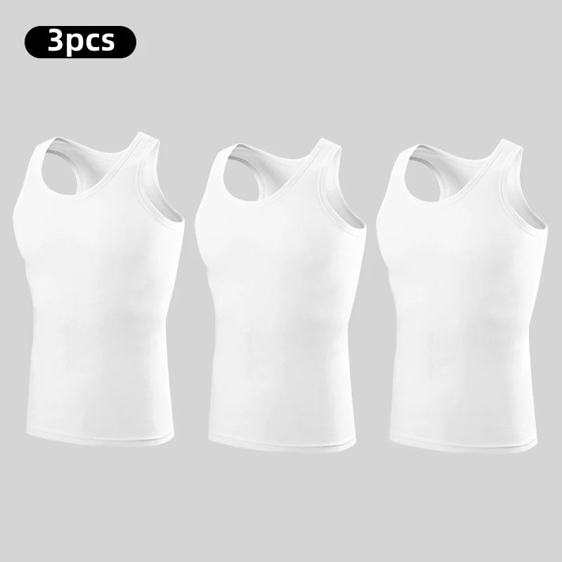 1/3 Pack Four Seasons Men's Cotton Joker Vest Teenagers Simple Fit Sports Fitness T-shirt Middle-aged Casual Sleeveless T-shirt